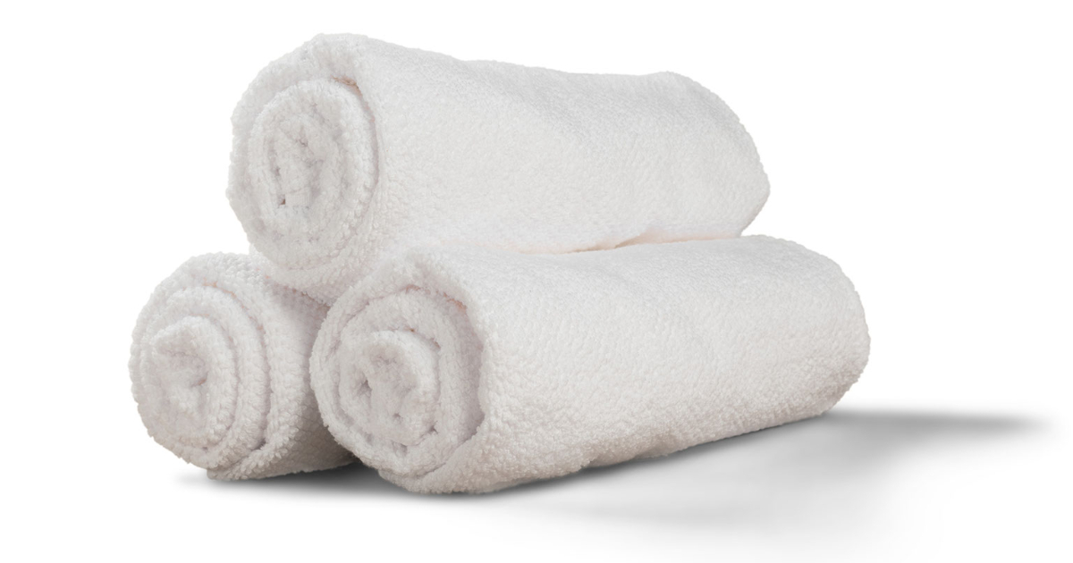 Rolled and stacked towels
